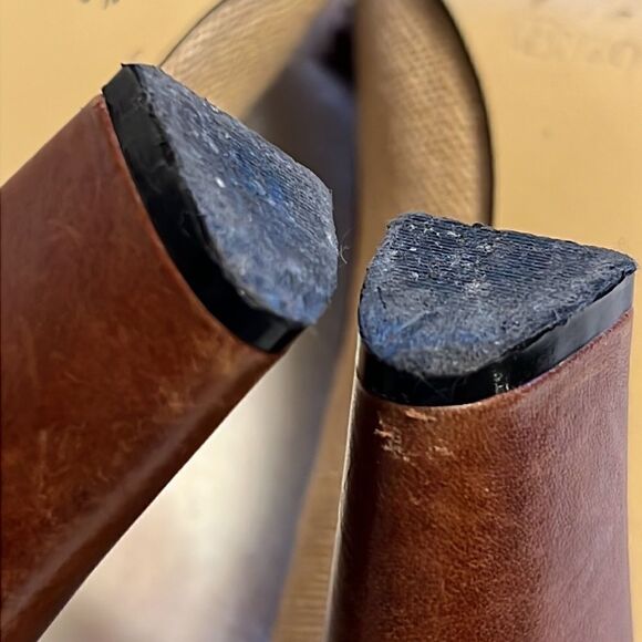 Enzo Angiolini Brown Fabric Tweed Heels Tassel Trim - Size 7.5 - Picture 10 of 14